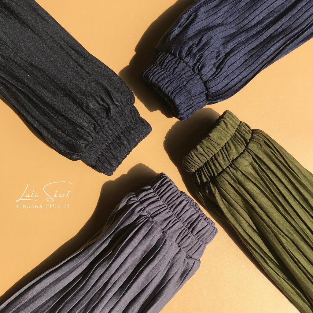 [𝐄𝐥𝐡𝐮𝐬𝐧𝐚] Lala Skirt Rok Wanita Plisket Kecil Ootd Premium H Line
