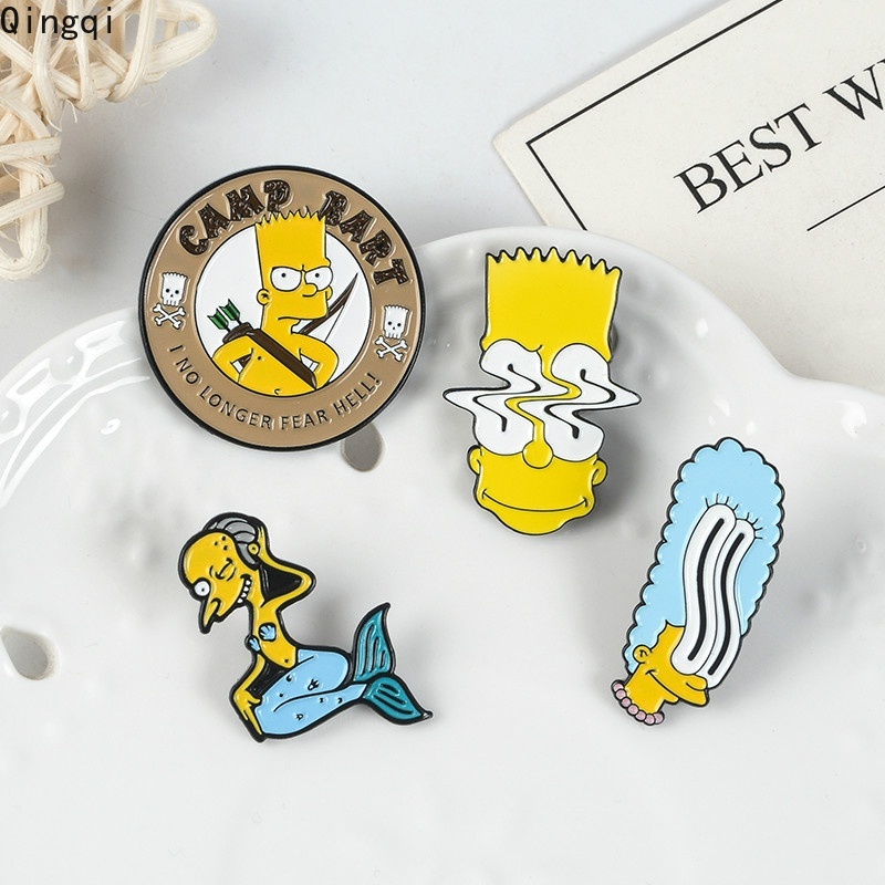 Bros Pin Enamel Desain Kartun Bart Simpson Lisa Homer Untuk Hadiah