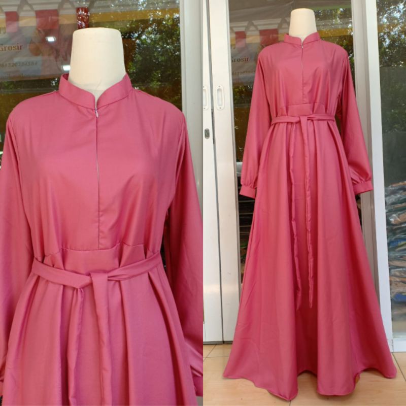 Dress Toyobo Polos Tangan Manset