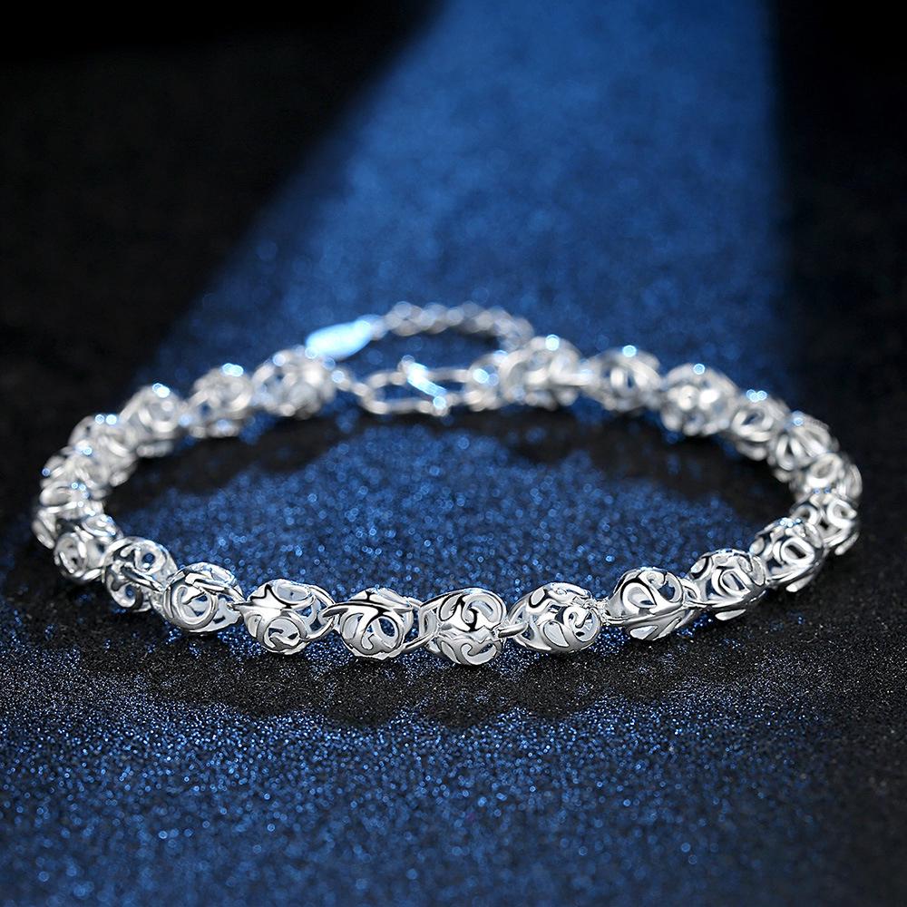 Silver S925  Bracelet Gelang  Hollow Bead Bangle Fashion 