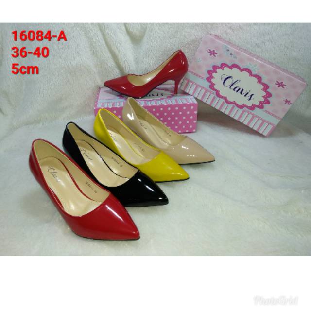 Sepatu heels wanita glossy polos olavis 16084 A