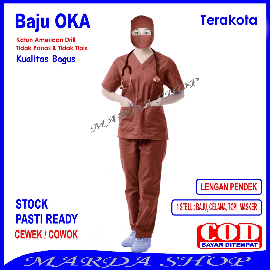 Baju OKA/Baju Scrub/Baju Perawat, Pria Wanita Lengan Pendek