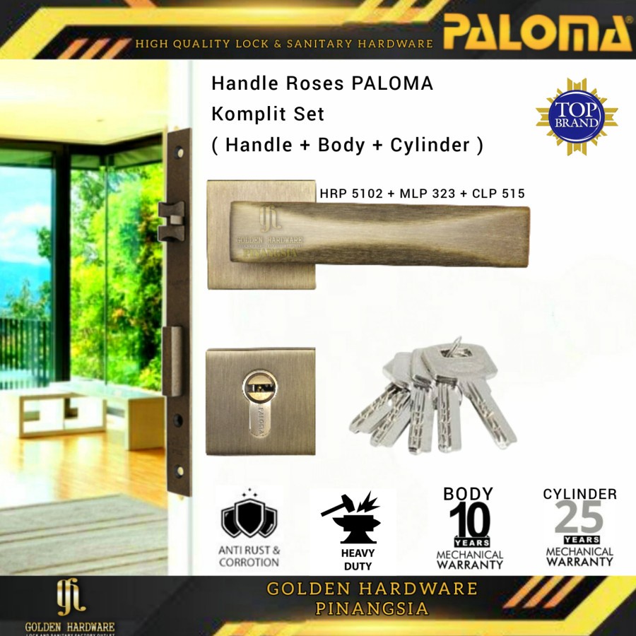 PALOMA HANDLE PINTU RUMAH TARIKAN GAGANG KUNCI PINTU SET KOMPLIT ANTIK
