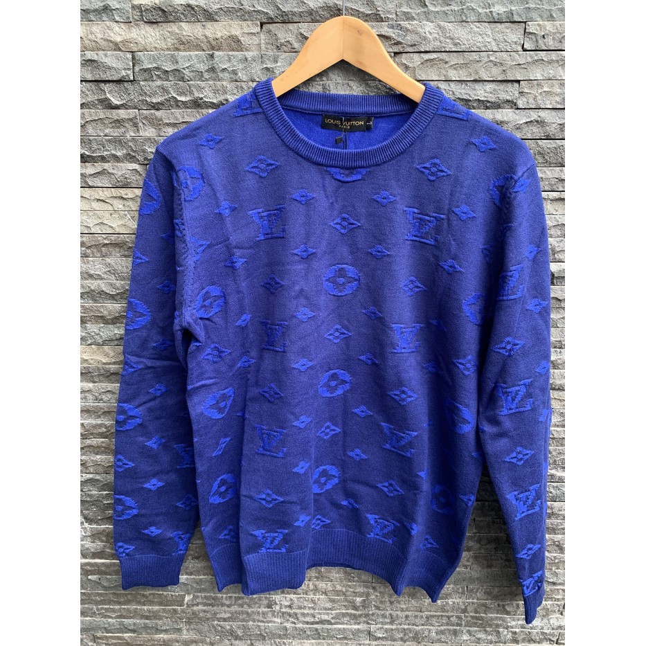 Unik Sweater Rajut Pria Louis Vuitton LV Monogram Jacquard Premium Import Murah