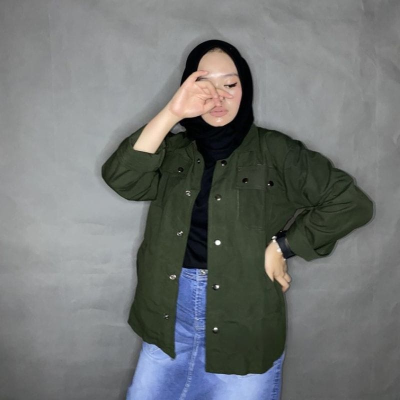 Dfour Jaket Semi Parka Wanita S - XXXL Jumbo Trucker Baby Canvas