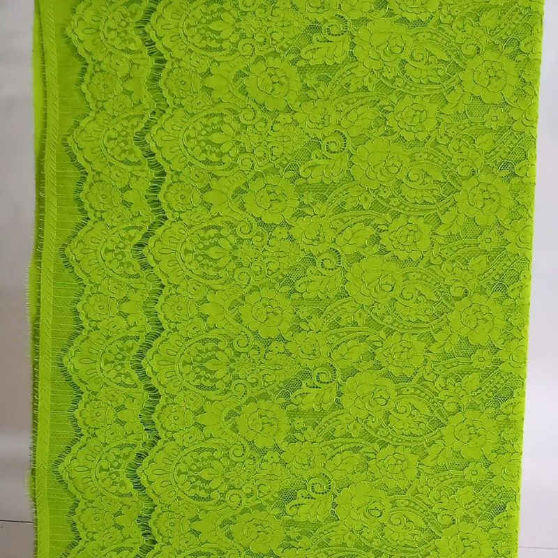 Bahan kain brukat kebaya hijau muda bunga