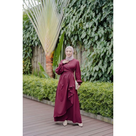 ADIBA - Rissa Dress/ Gamis Terbaru 2021 / Dress Muslim Kondangan Ada Size S M L XL-MAROON