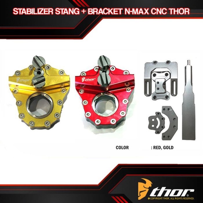 Stabilizer Stang stir matic Nmax Thor bukan Ohlins cnc red gold Merah - Merah