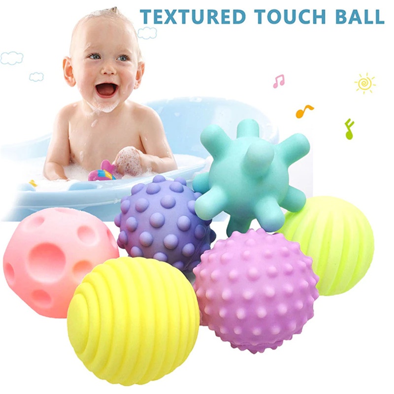 6pcs Bola Sensori SENSORY BALL Bunyi Tekstur Melatih Motorik Halus dan Mengenalkan Tekstur Set Isi 6 MAINAN BOLA KARET ANAK - Training Ball Children Multicolor Bunyi Cit cit Sensori Integrasi Melatih Motorik Halus Tekstur Bidang Tumbuh Kembang Otak