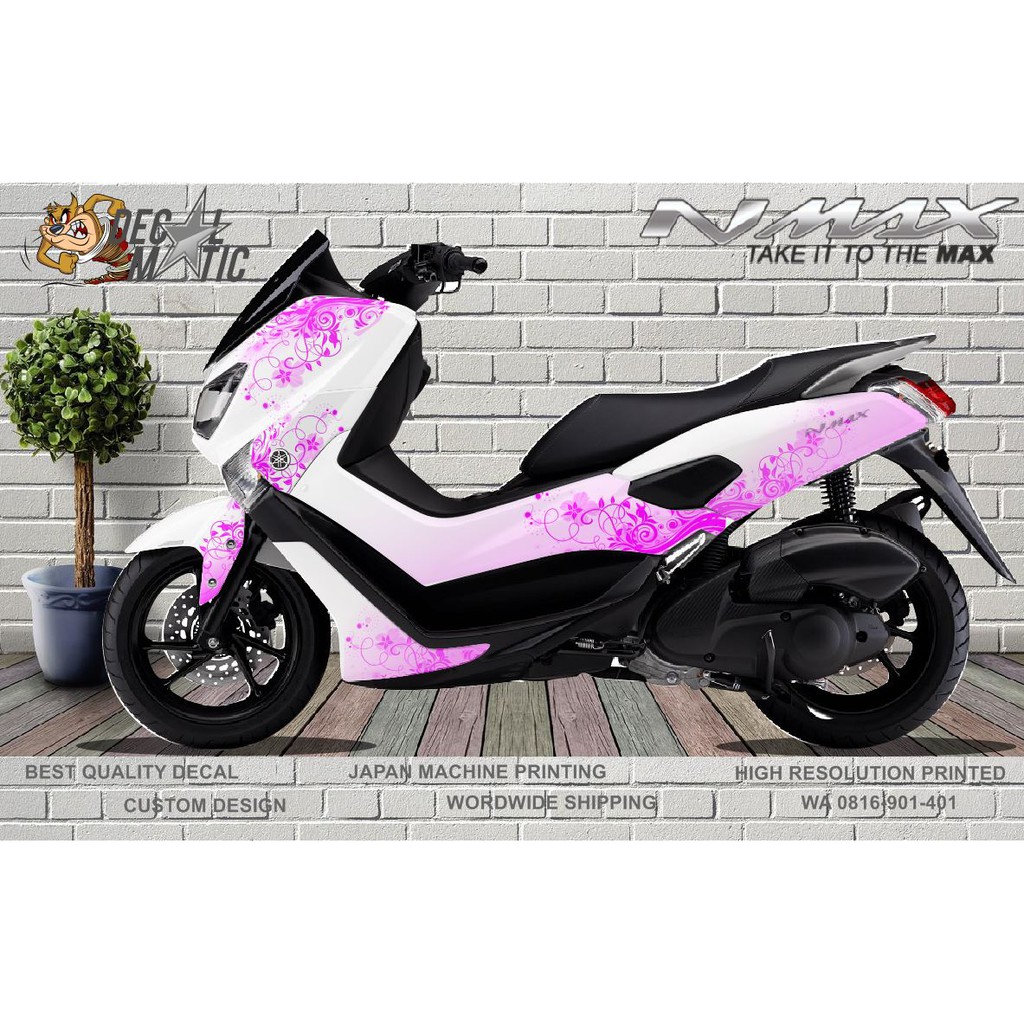Jual Decal Nmax Floral Putih Pink - Warna bisa diganti | Shopee Indonesia