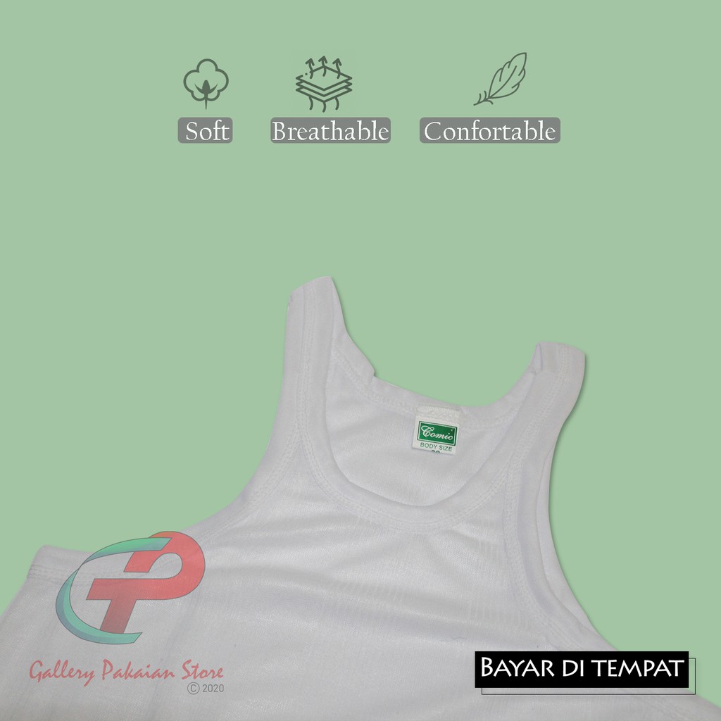 KAOS SINGLET PRIA DEWASA SALUR POLOS PUTIH 3 PCS TERMURAH