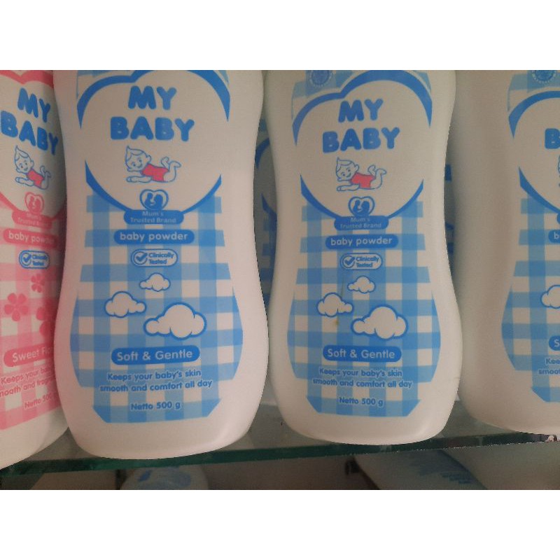 bedak tabur my baby powder 500g 350g 50g 150+38g 50g soft fresh fruity