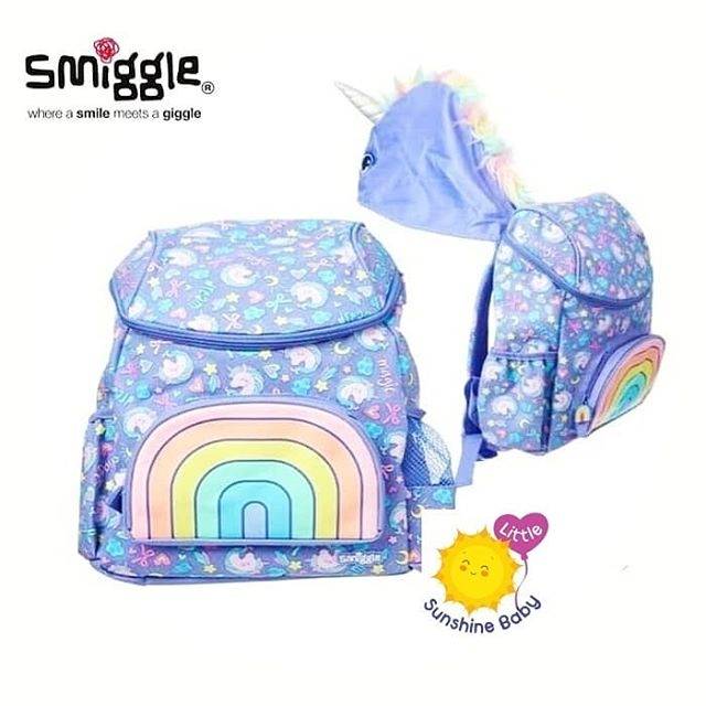 Smiggle Hoodie Backpack Unicorn - Tas Ransel Smiggle Ori