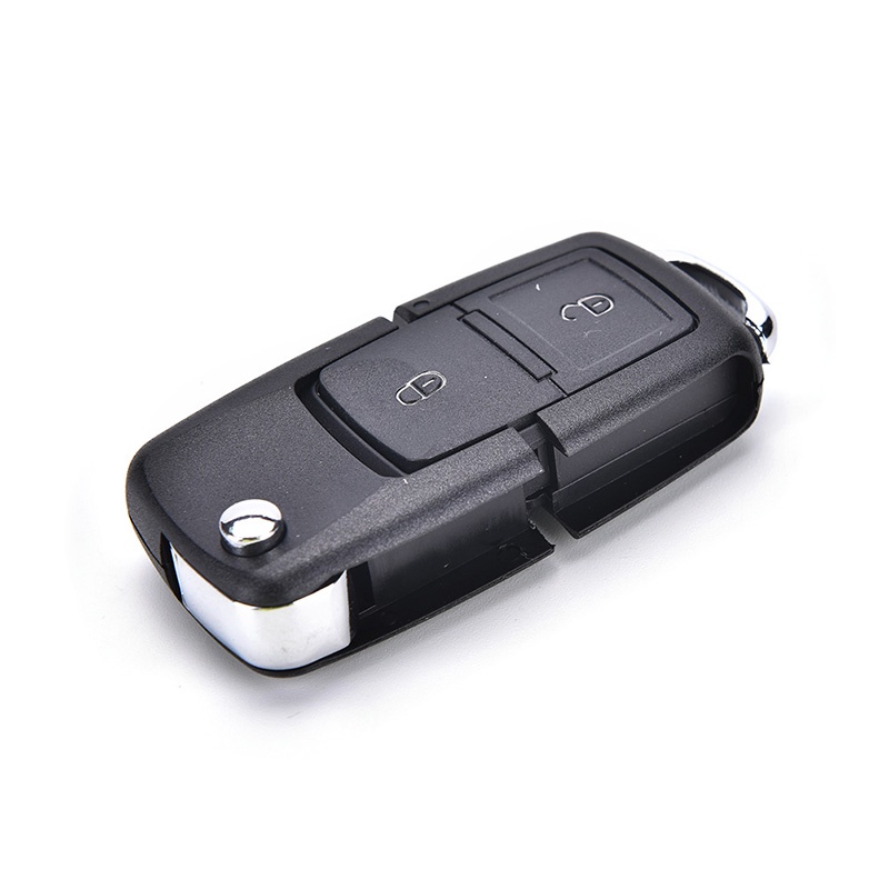 (dreamdreaming.id) Rumah / Casing Kunci Remote Lipat 2 Tombol Plastik Warna Hitam Untuk VW VOLKSWAGEN MK4 GOLF