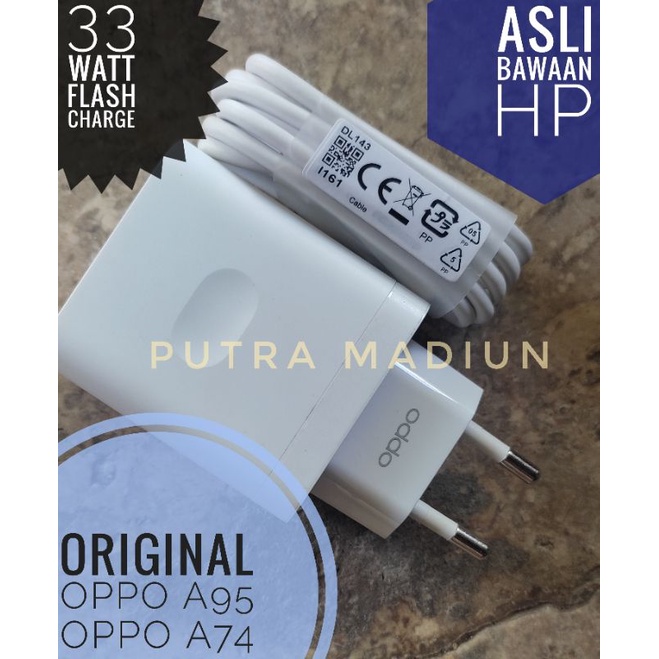 Charger Original Asli cabutan copotan bawaan hp ORI Oppo A95 a74 33watt 33W Flash Charge FlashCharge