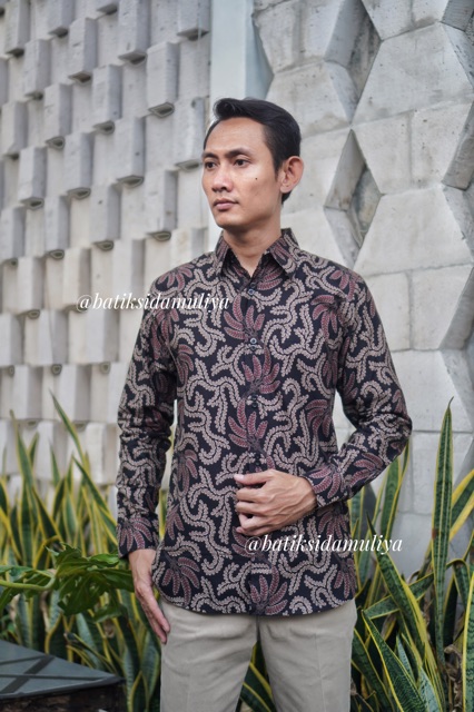 Sidamuliya Batik Kemeja Pria Slimfit Premium Anwealda Lengan Panjang