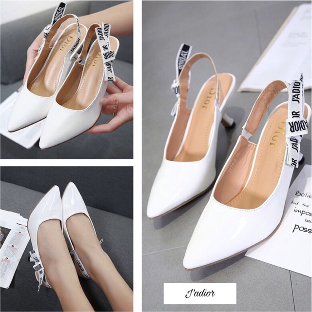 ❤️Heels Jadior J'adior Dior 5cm Ujung Lancip Semprem Import❗️Putih Nude Hitam/Grosir Lebaran Murah