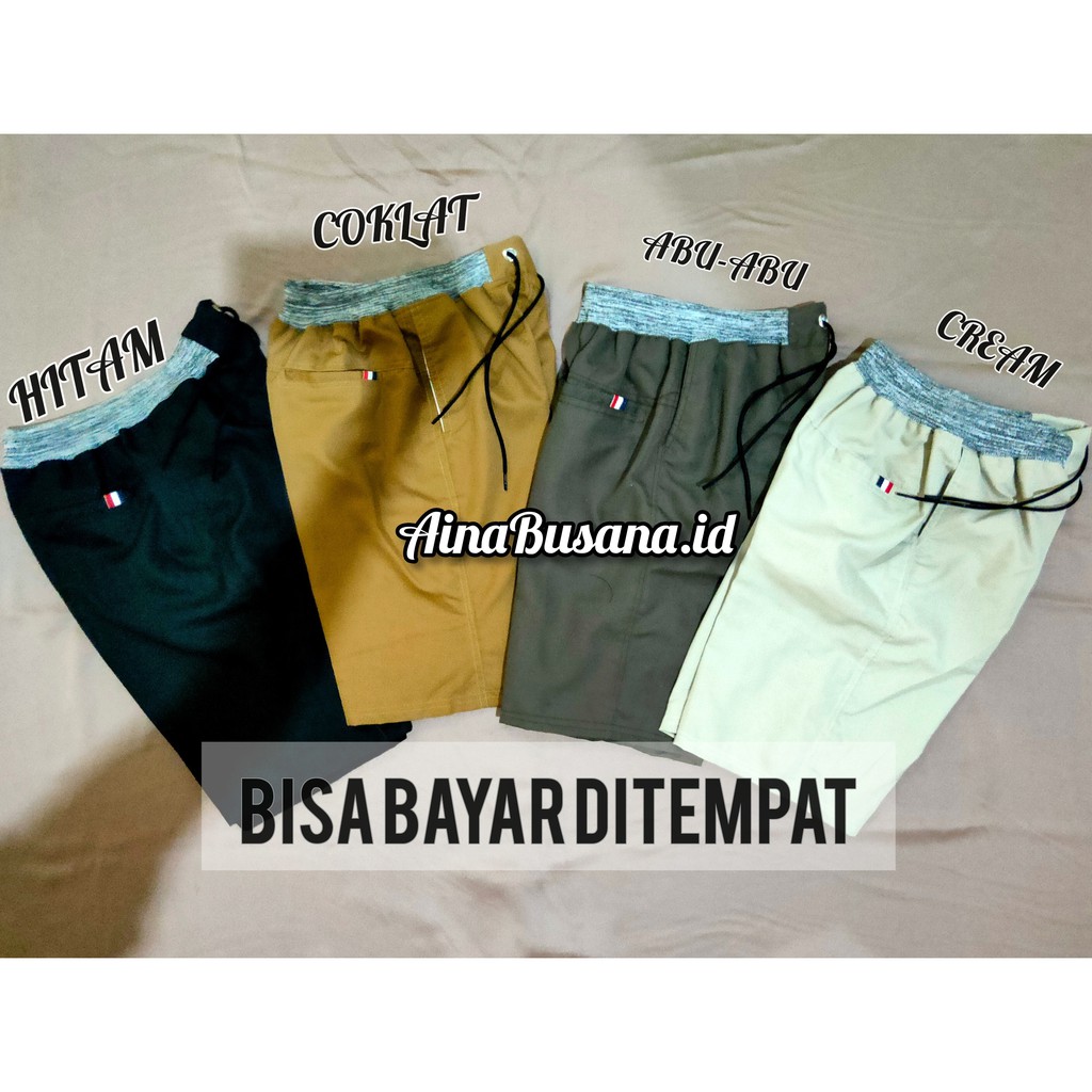 CELANA CHINO PENDEK PRIA MICK PINGGANG KARET RIP KATUN TWILL SURFING DEWASA CELANA CHINOS