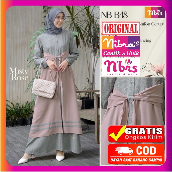 Gamis Nibras Terbaru 2022 NB B48 Gamis Nibras Promo Pakaian Baju Dress Dres Wanita Dewasa Muslim Sya