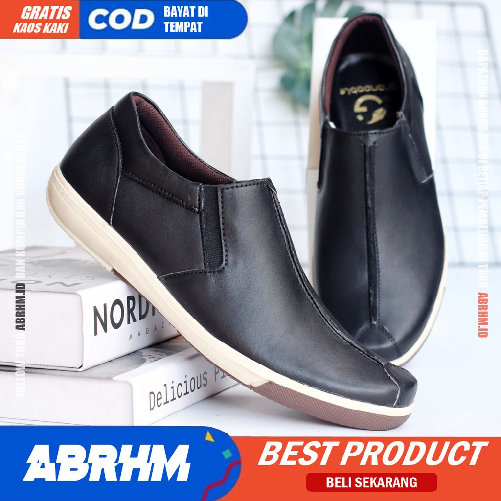 ABRHM x SANPLAT Sepatu Formal Pria Kulit Asli Sepatu Kerja Kantor Pantofel Cowok / Cowo Anti Slip Ori Sepatu Casual Kasual Pria Men Lokal Ori Original Footwear