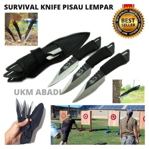 Pisau Lempar Survival Tool Self Defense Blade Throwing 3 Pcs 111153