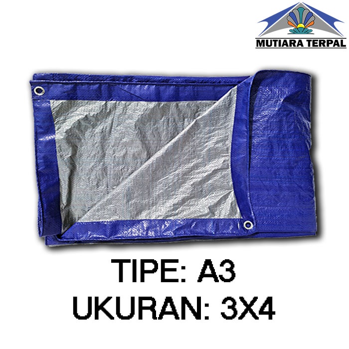 Terpal Plastik A3 Biru Silver Ukuran 3x4