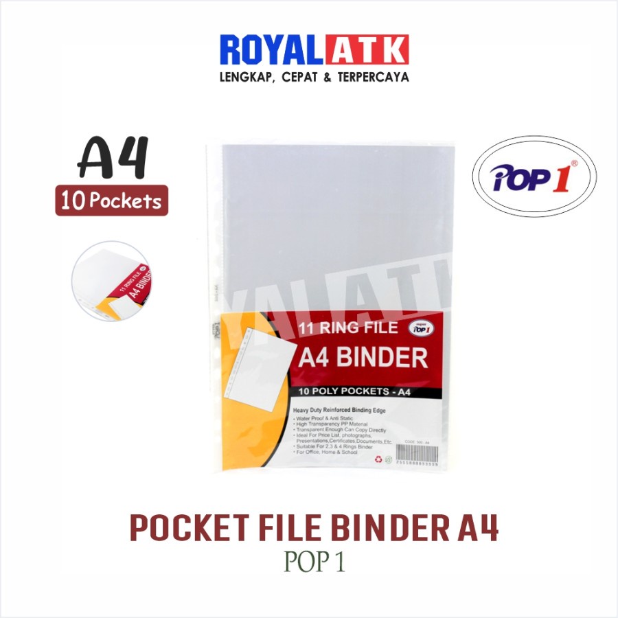 

Sheet Protector A4 Pop 1 PP Pocket Isi 10 Lembar