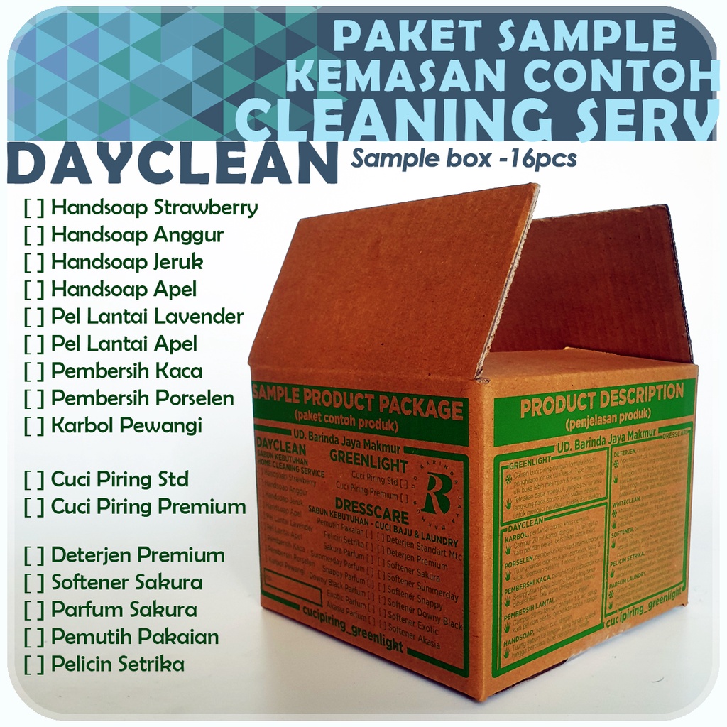 PAKET Contoh 16pcs - DAYCLEAN Produk Kebutuhan CLEANING SERVICE