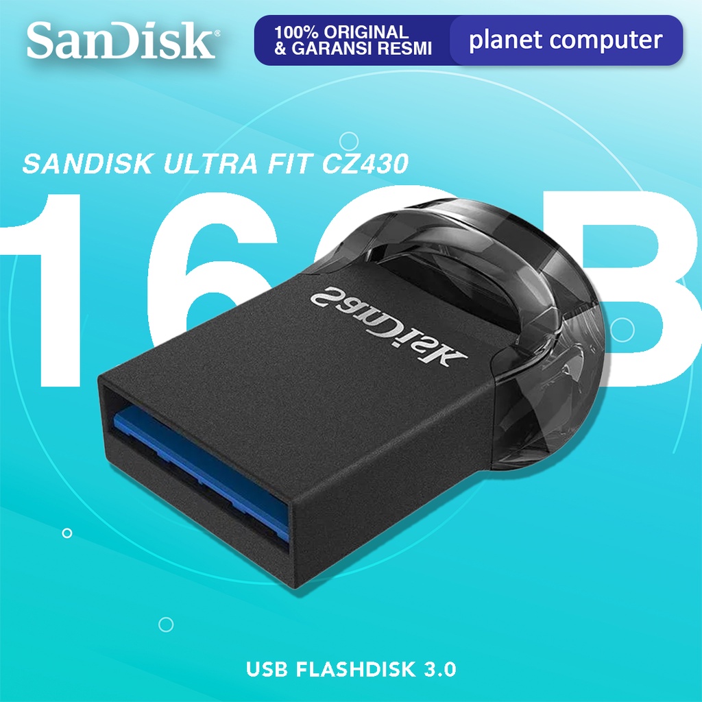 Flashdisk SanDisk Ultra Fit 16 GB USB 3.1130MB/s CZ430 Garansi Resmi