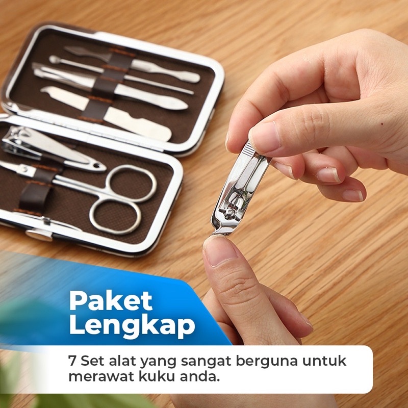 Manicure Pedicure Set 7 in 1 Mini Stainless Stell Gunting Kuku Portable Tools Set Perawatan Kuku Nail Art Menicure Pedicure Set Dengan Dompet