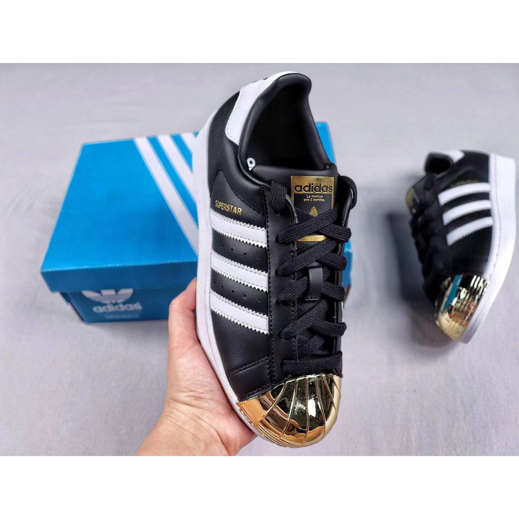 adidas superstar black and gold womens