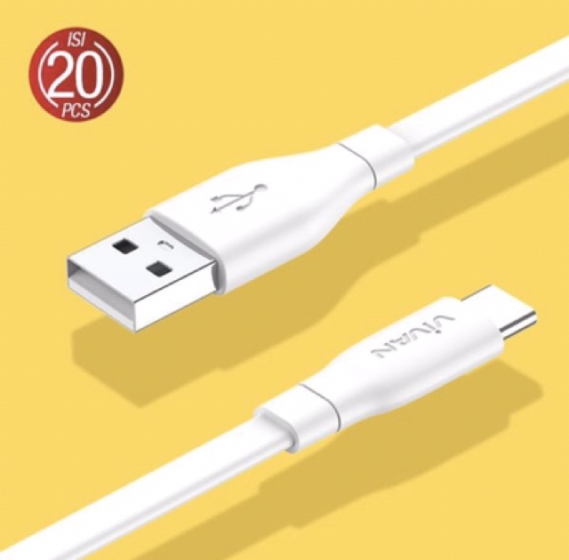 1 TOPLES VIVAN CBC100S ISI 20 Pcs 2.4A DATA CABLE TYPE C COLORFUL ORIGINAL garansi