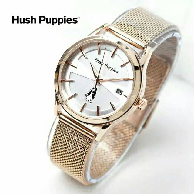 Terima Cod)Jam Tangan Wanita Hush Puppis Strap Rantai Pasir Rantai Pasir Tanggal Aktif