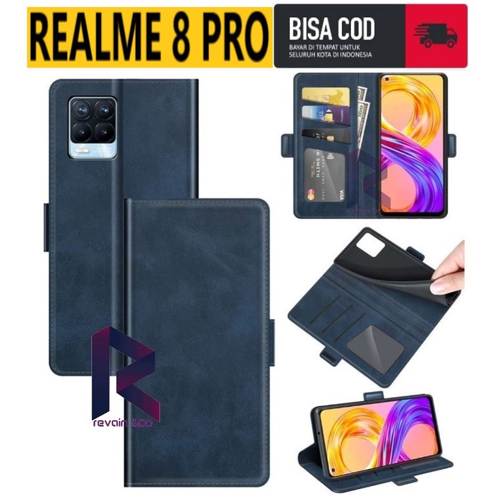 CASING DOMPET REALME 8 PRO FLIP WALLET LEATHER KULIT PREMIUM SARUNG BUKA TUTUP FLIP CASE REALME 8 PRO