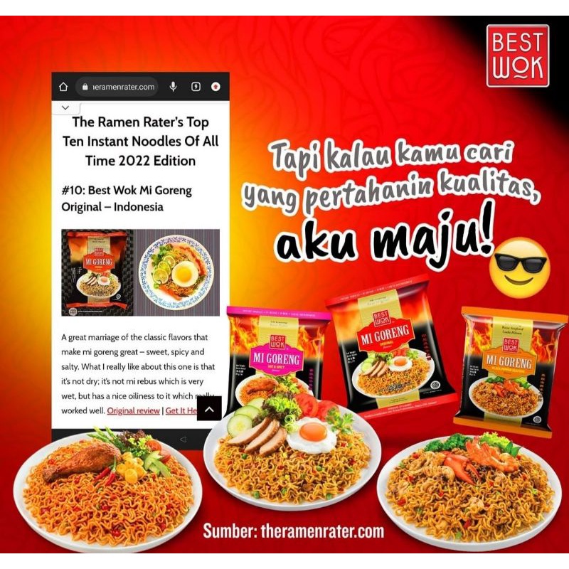 FREE bubble dus BEST WOK mie rasa original, lada hitam dan hot spicy