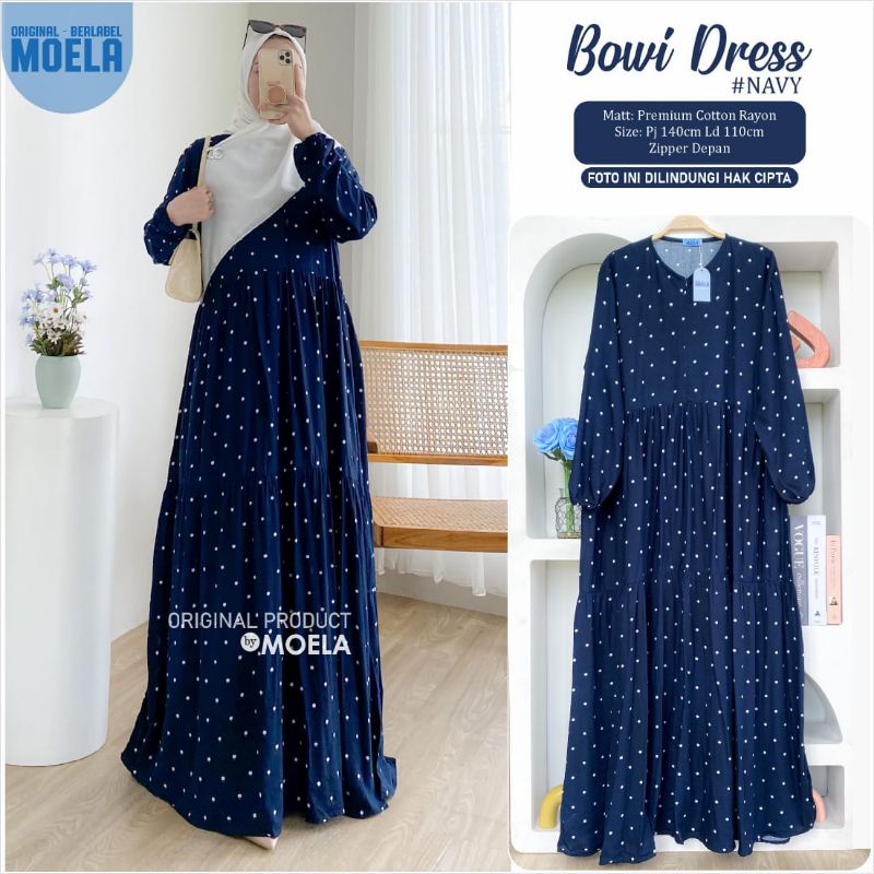 Bowi Dress Gamis Polkadot Jumbo Allsize Busui Premium Catton Rayon Original Ori Moela Berlabel-5
