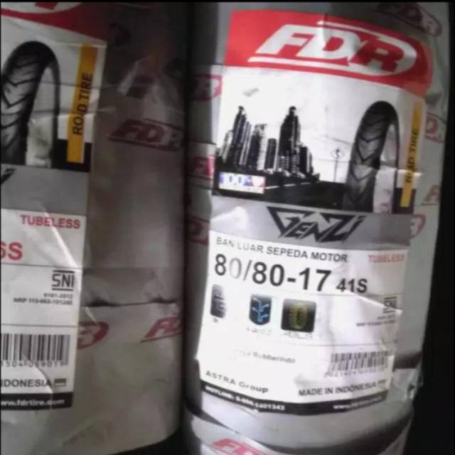 Ban tubeless depan/belakang FDR genzi/pro UK 80/80-17 untuk bebek Revo/karisma/Blade/Supra x 125