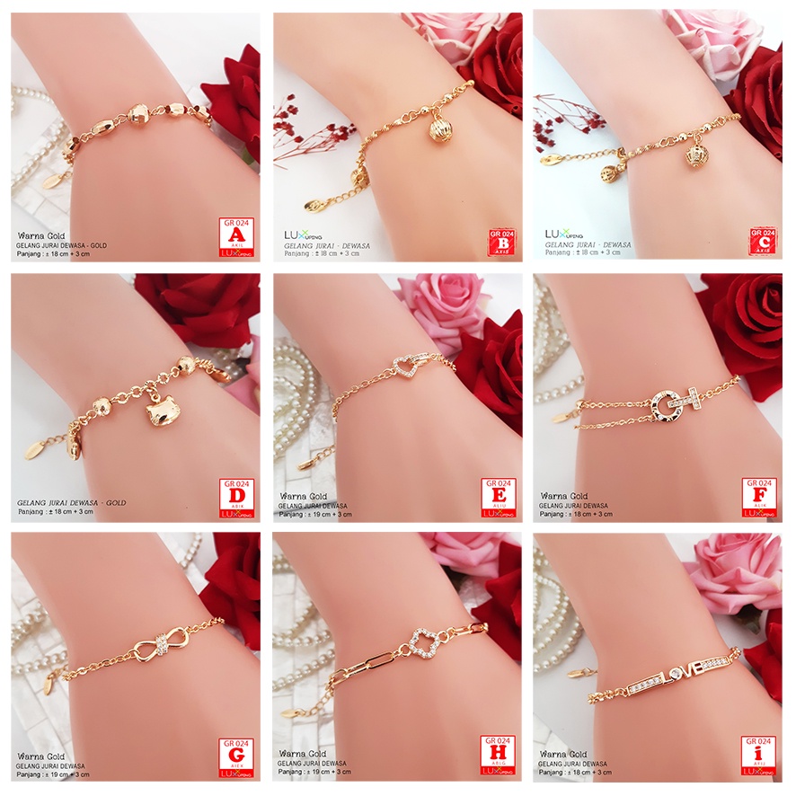 GR 024 Gelang Tangan Dewasa Murah Perhiasan Imitasi Lapis Emas 18K Gelang Xuping Emas Luxx Xuping