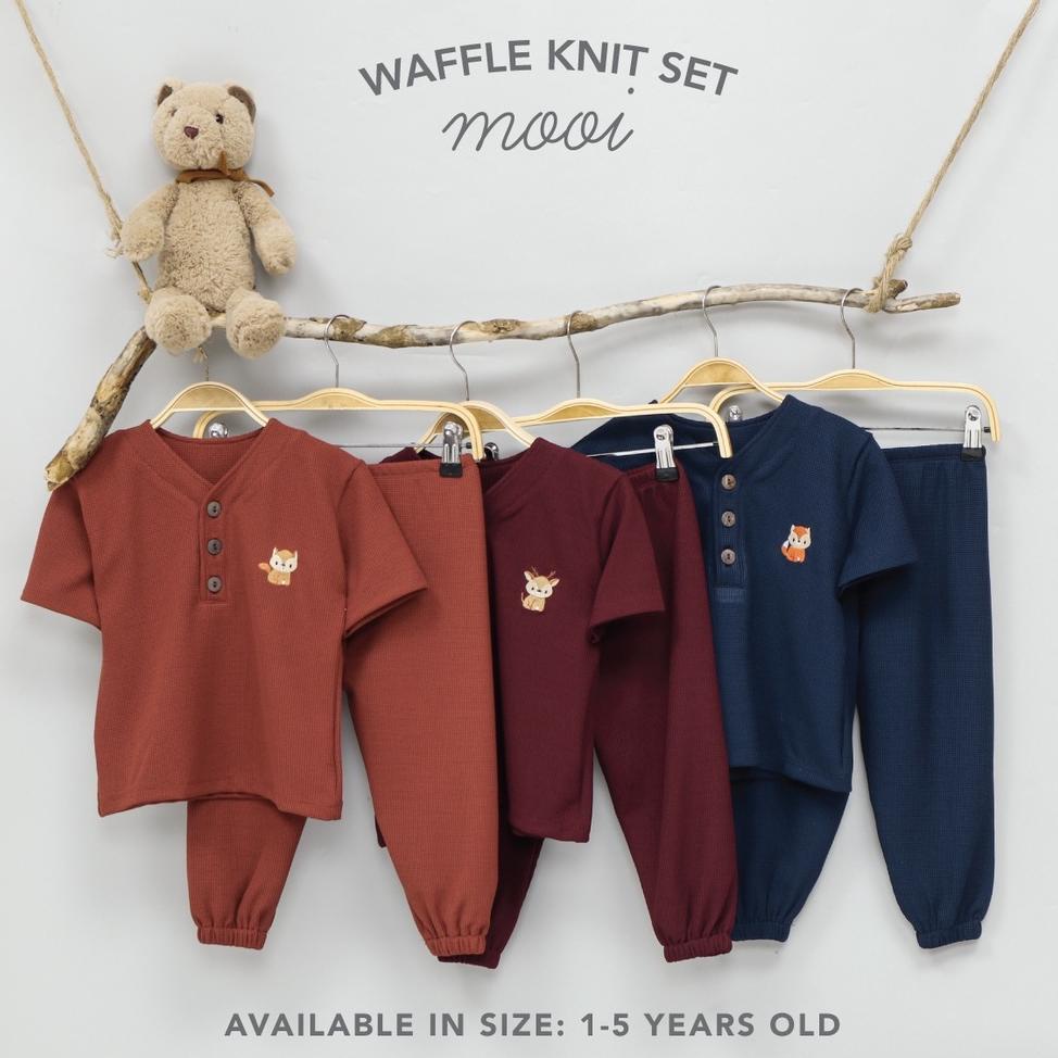 Mooi Setelan Anak Unisex Waffle Knit Set