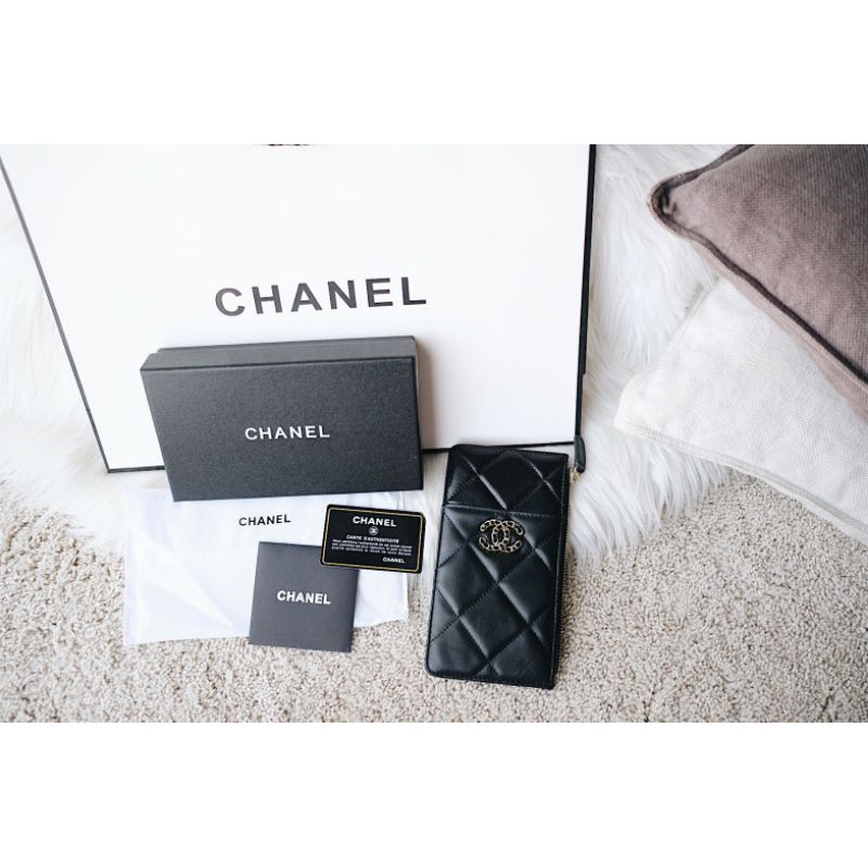 Chanel 19 Classic Phone Case Wallet with Box, DustBag, Certificate- Semipremium Authentic Mirror 1:1