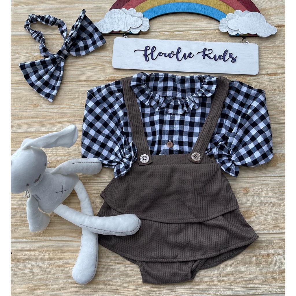 Set Bayi Blackbrown Gyna top+overall/set baby