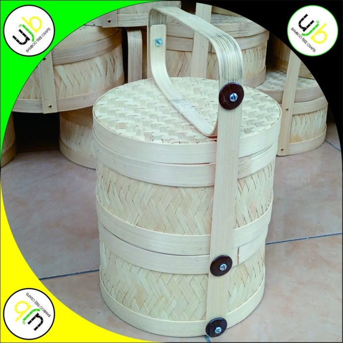 rantang bambu susun 2 Rantang Bambu Bulat Susun 2 Diameter 20 cm