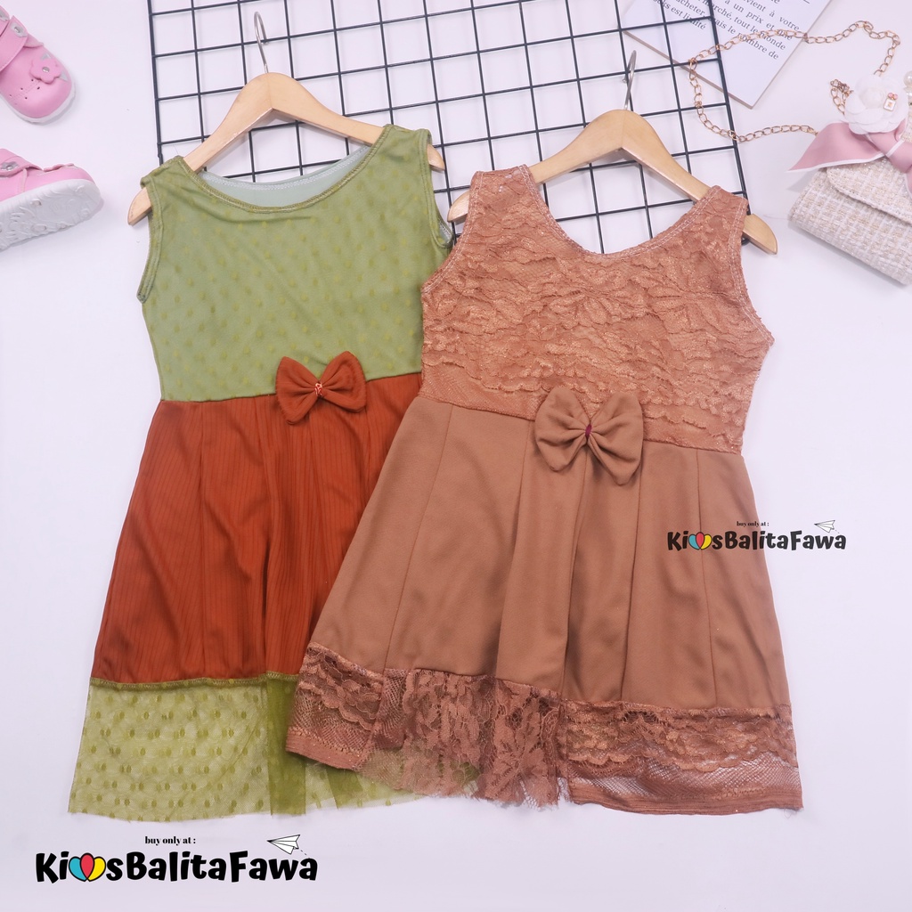 Dress Zulfa uk 4-5 Tahun / Dres Brokat Anak Perempuan Pakaian Baju Brukat Balita Cewek Import