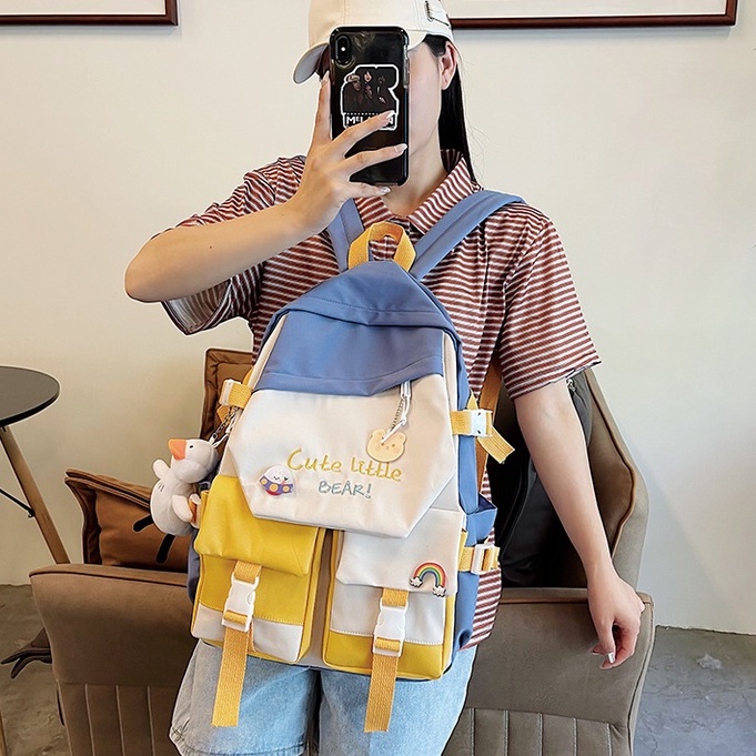 Mismi Cecile Bag - Tas Ransel Wanita Korea Cute Backpack Anak Sekolah Perempuan Stylish kualitas Import - 14C-2