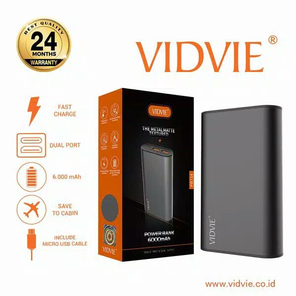 Powerbank 6.000mAh Vidvie PB714  Original