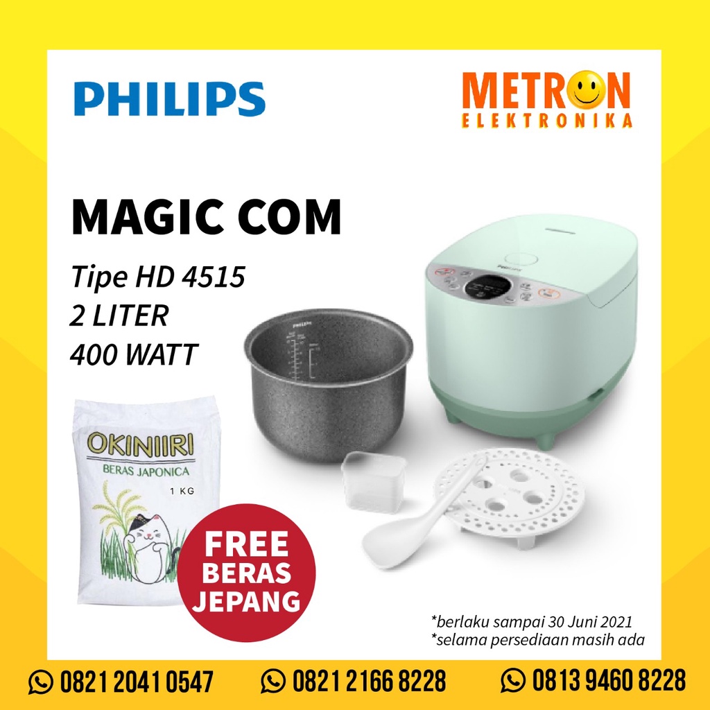 PHILIPS HD 4515 / 85 GREEN RICE COOKER 1.8 L DIGITAL FUZZY LOGIC BAKUHANSEKI / HD451585GR