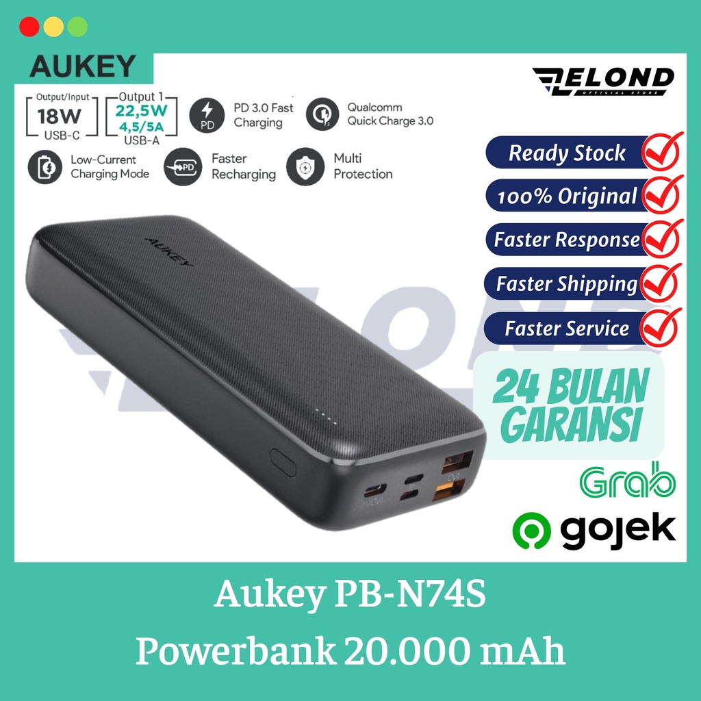 Aukey Powerbank PB-N74S Basix Plus PD 20000mAh - 500730