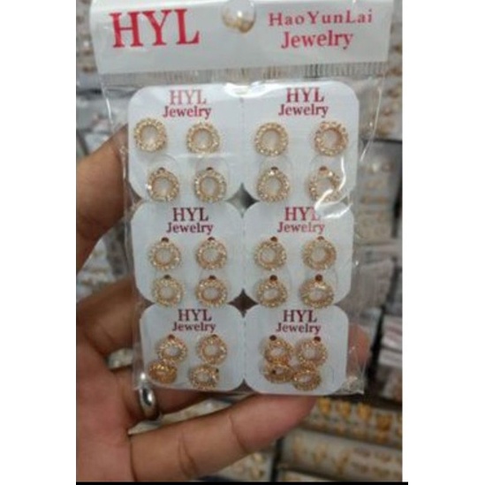 Anting tusuk bulat gold 18k harga sepasang anting