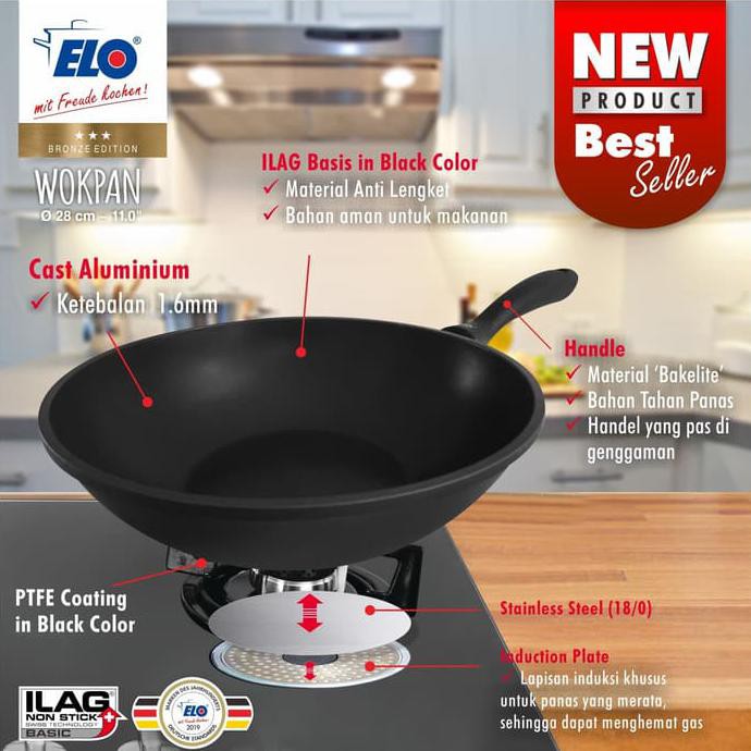 Elo Germany Wok Pan Alucast 28 Cm Wajan Anti Lengket