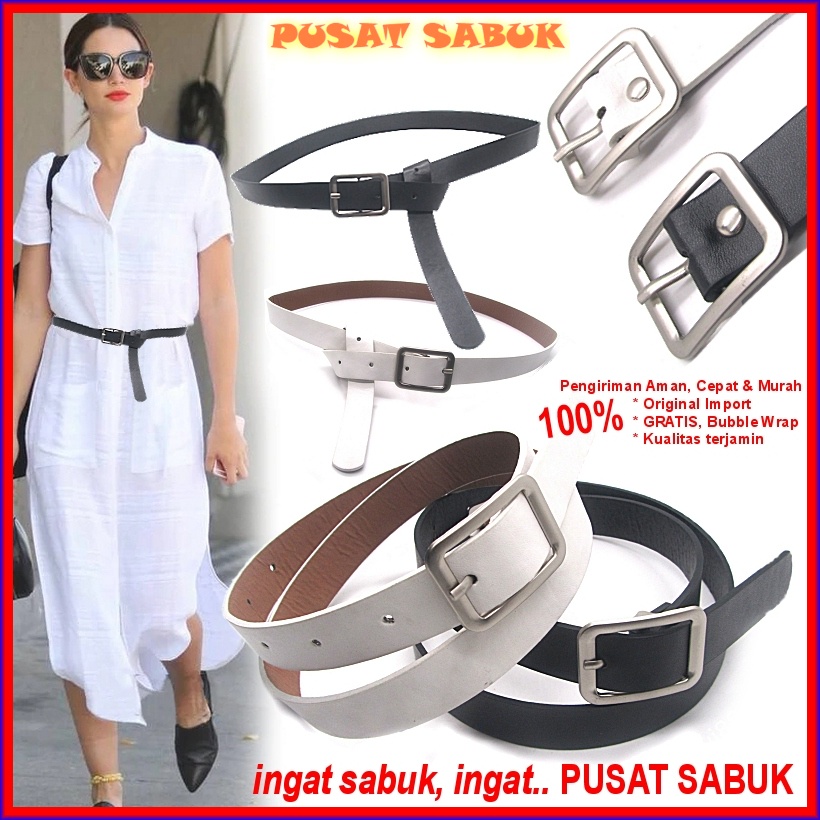 Belt Gesper Kecil Sabuk Wanita Ikat Pinggang Kulit Women Cantik Tali kecil kekinian Fashion Korea Import Murah Grosir Warna Kepang Aksesoris Mewah Emas Hitam Gadis Pesta Putih Coklat Besar Kuat Besar